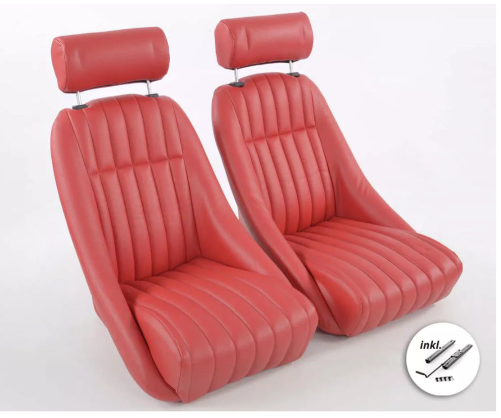 FK RED Classic Car Retro Kit Speedster Fixed Back Bucket Seats WITH Runners