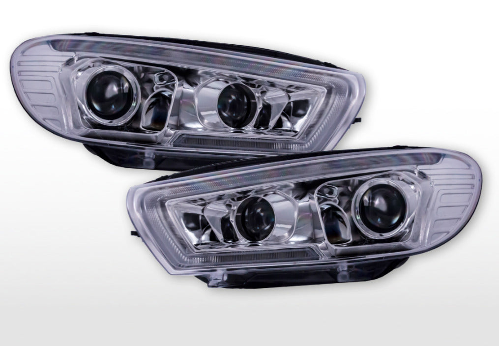 FK NEW Deluxe LED Lightbar DRL Headlights VW Scirocco 3 MK3 13 2008+ black LHD