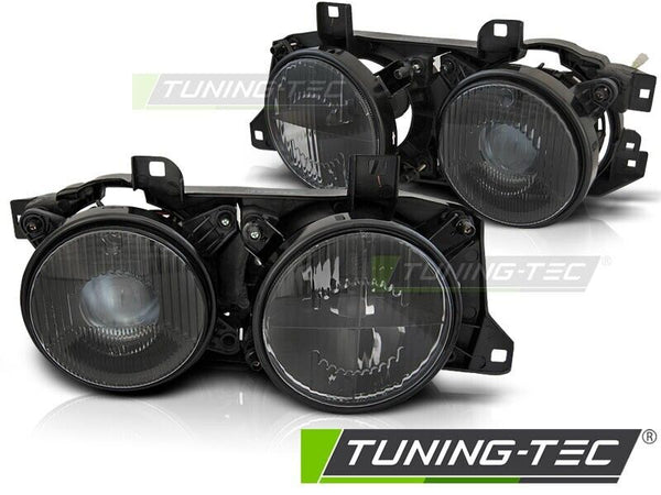 Tuning-Tec Pair LED DRL Halo Headlights BMW E32 E34 Black LHD