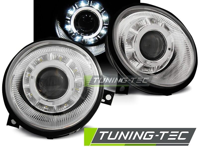 Tuning-Tec LED DRL Halo Ring 3D Headlights VW LUPO 98-05 Chrome LHD