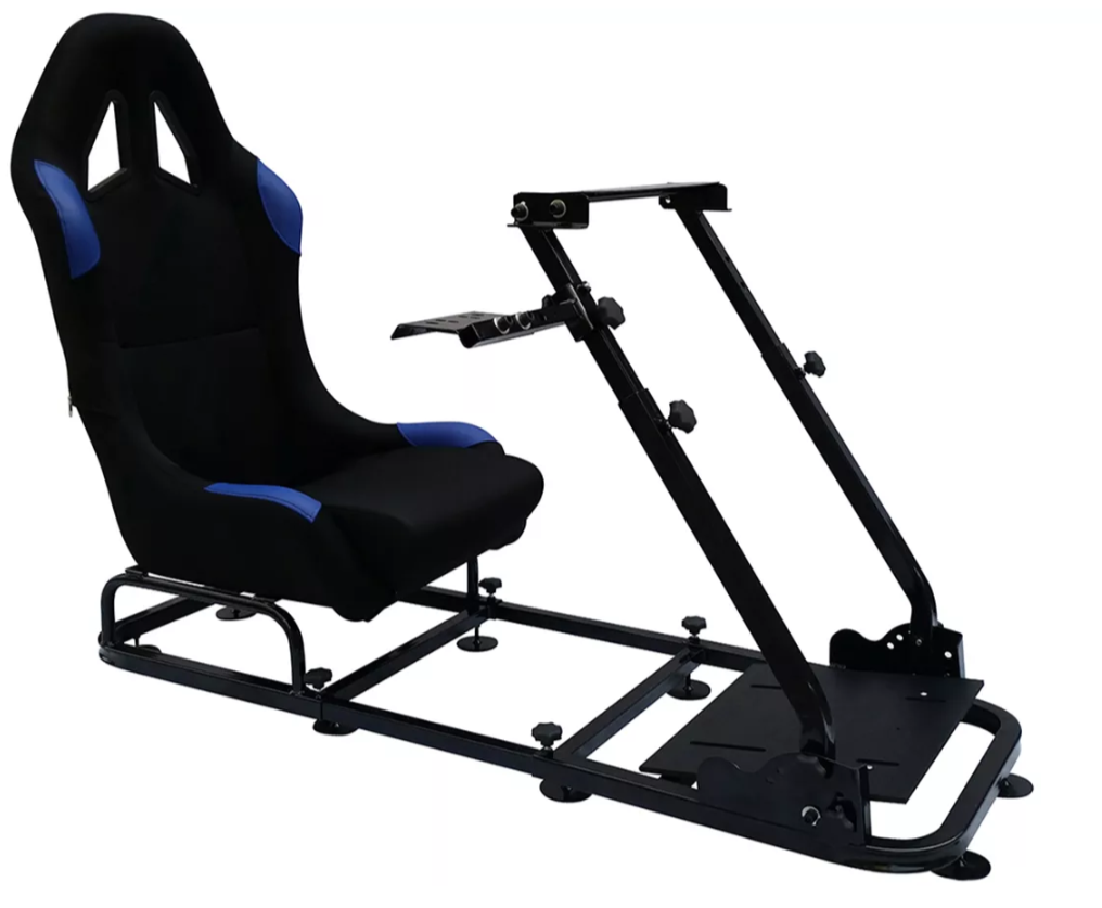 Fahrspielstuhl, Sim-Racing-Sitz und Rahmen, Xbox, PS, PC, Gaming, Schwarz, Blau, Textil