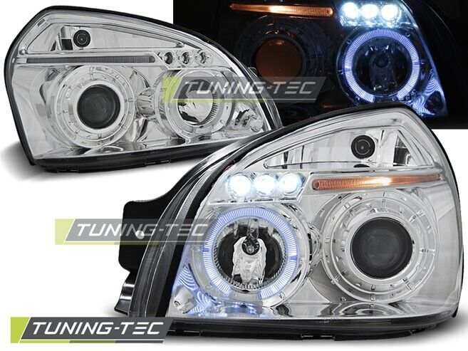 Tuning-Tec Pair LED DRL Halo Lightbar Headlights HYUNDAI TUCSON Chrome H1 LHD