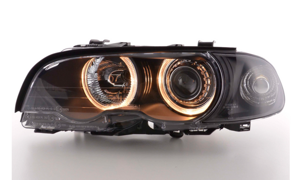 FK LED DRL Halo Projector headlights BMW 3-Series E46 Coupe 98-01 Black LHD RHD