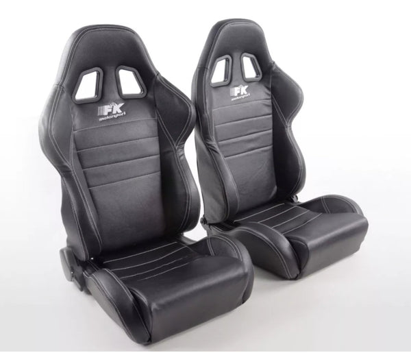 FK Universal Reclining Bucket Motorsports Seats - Deluxe Stitch Black Edition