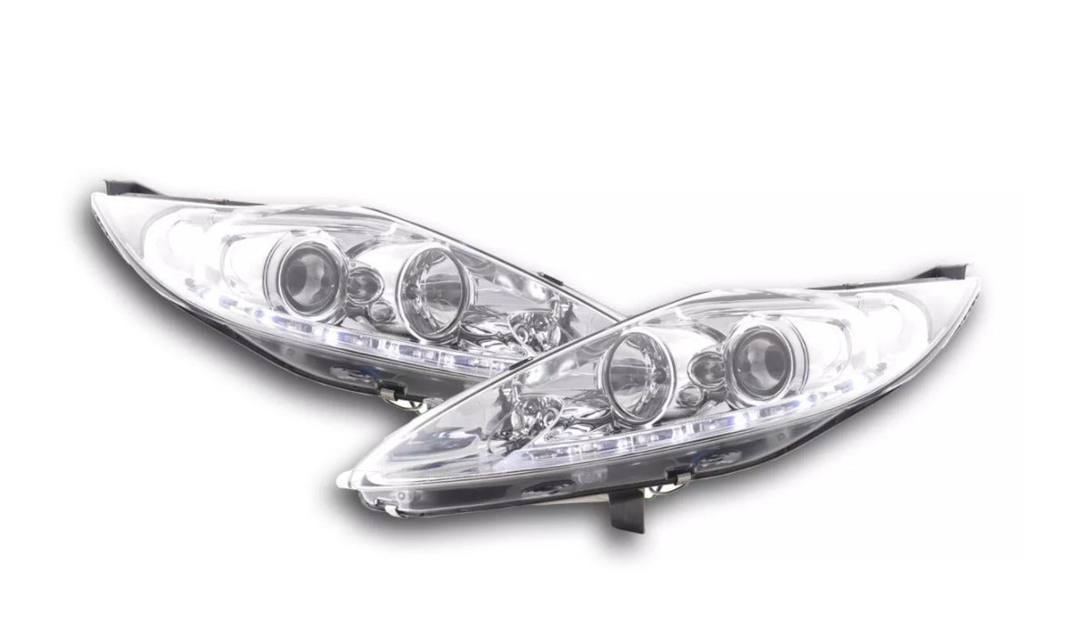 FK Set LED DRL Headlights Halo Ford Fiesta 7 MK7 JA8 08-12 chrome LHD ST RS