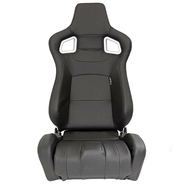 AUTOSTYLE RS x2 Universal Pair Sports Bucket Seats Matte Black slide runners