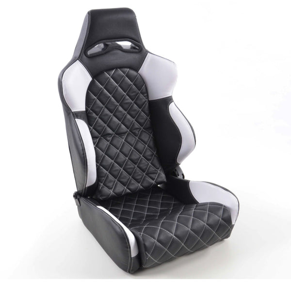 FK Universal Reclining Bucket Sports Seats Diamond Quilted Stitch Black Edition