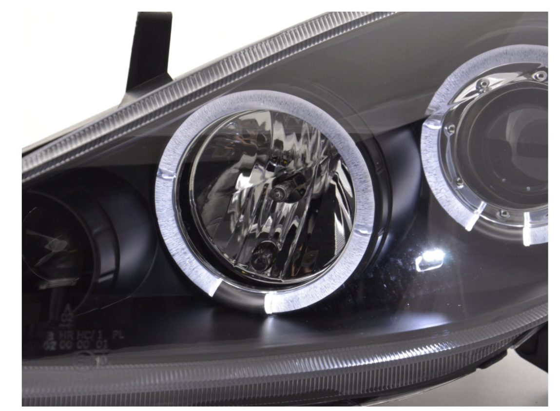 FK Paar LED DRL Halo Ösen Ring Scheinwerfer Peugeot 307 2001-2006 Schwarz LHD