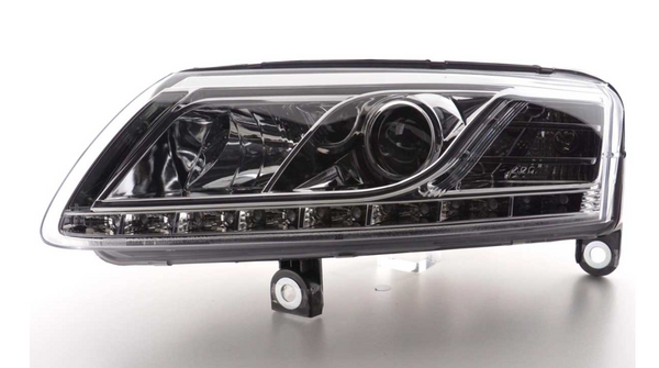 FK Pair Headlights LED DRL Lightbar Audi A6 C6 4F 04-08 chrome S6 S-Line LHD