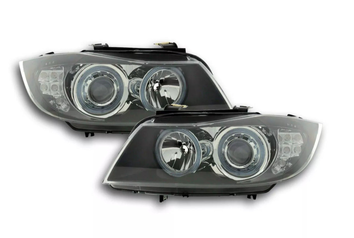 FK Pair LED DRL Halo Angel Eye Headlights BMW 3-Series E90 E91 05-08 - RHD + LHD