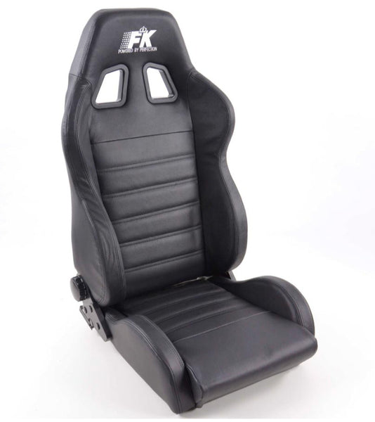 FK Pair Universal Reclining Bucket Sports Seats Black REAL LEATHER Class Edition