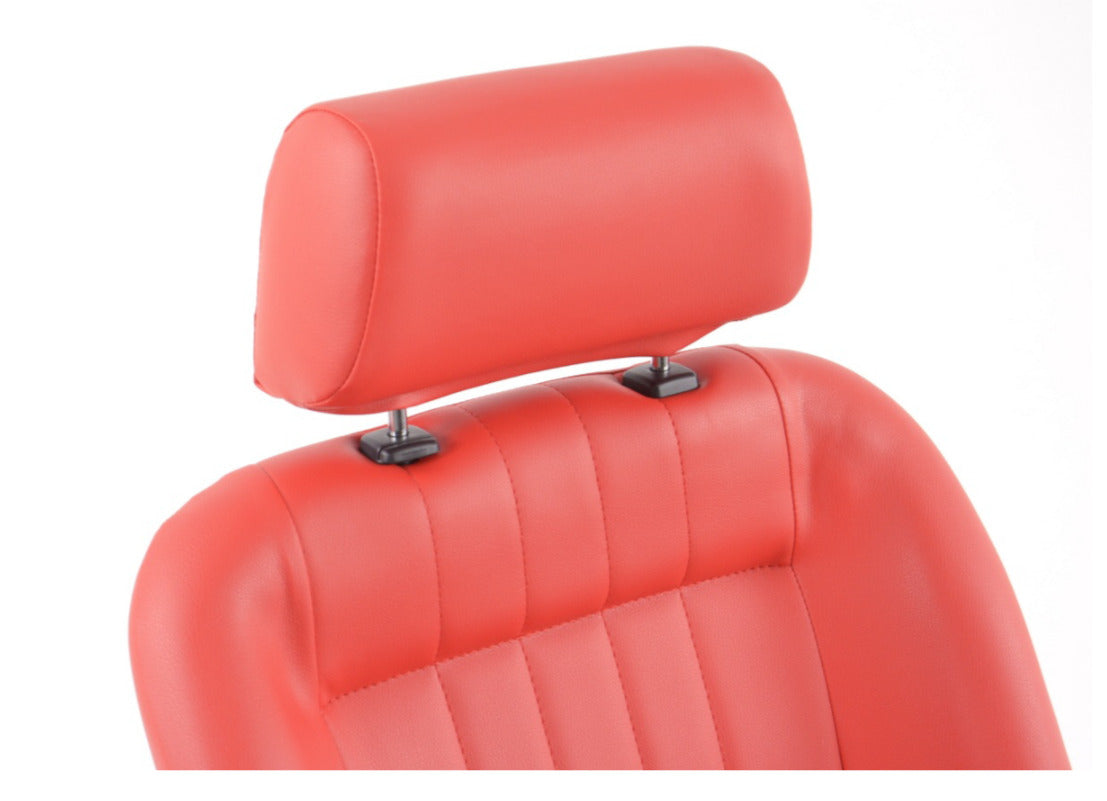 FK x2 RED Piping Classic Car Retro Kit Sports Fixed Back Bucket Seats