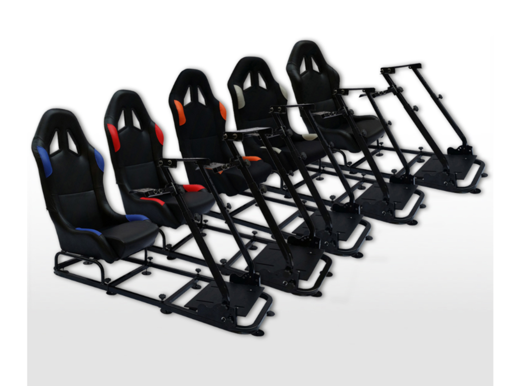 Driving Game Folding Chair Sim Racing Seat & Frame Fabric Gaming Wheel Rig
