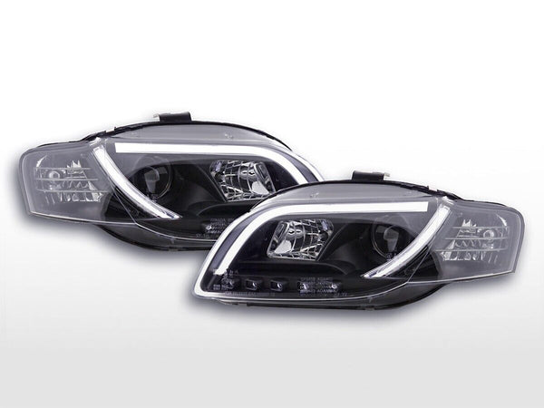 FK Pair LED DRL Halo Lightbar Deluxe Headlights Audi A4 B7 8E 04-08 BLACK LHD