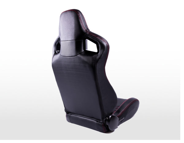 FK Universal Reclining Bucket Sports Seats - ST Carbon Fibre Black Red Stitch