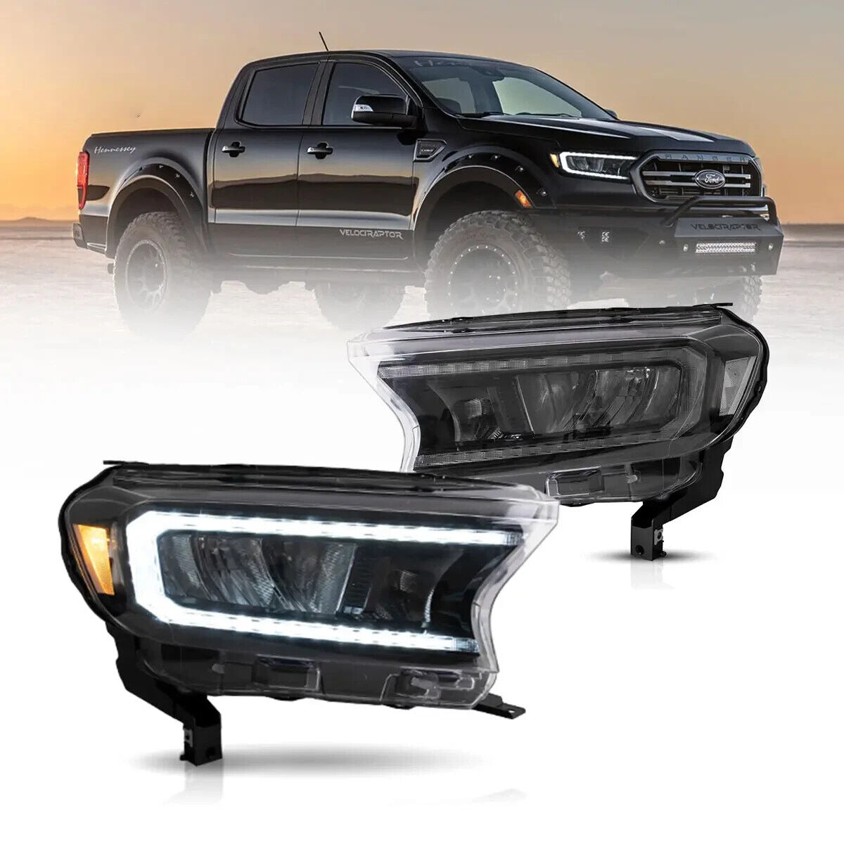 VLAND 15-24 Ford Ranger 3 MK3 P375 Lightbar LED DRL Headlights RHD