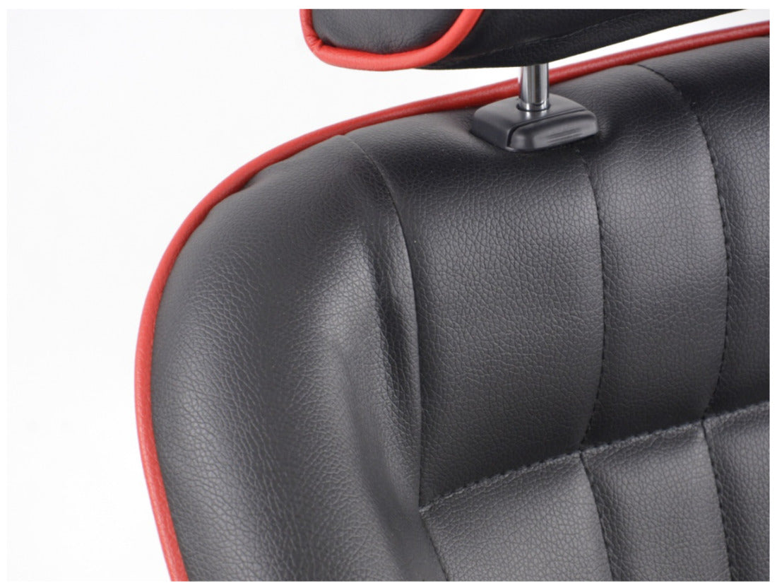 FK x2 Black Red Piping Classic Car Retro Kit Sports Fixed Back Bucket Seats