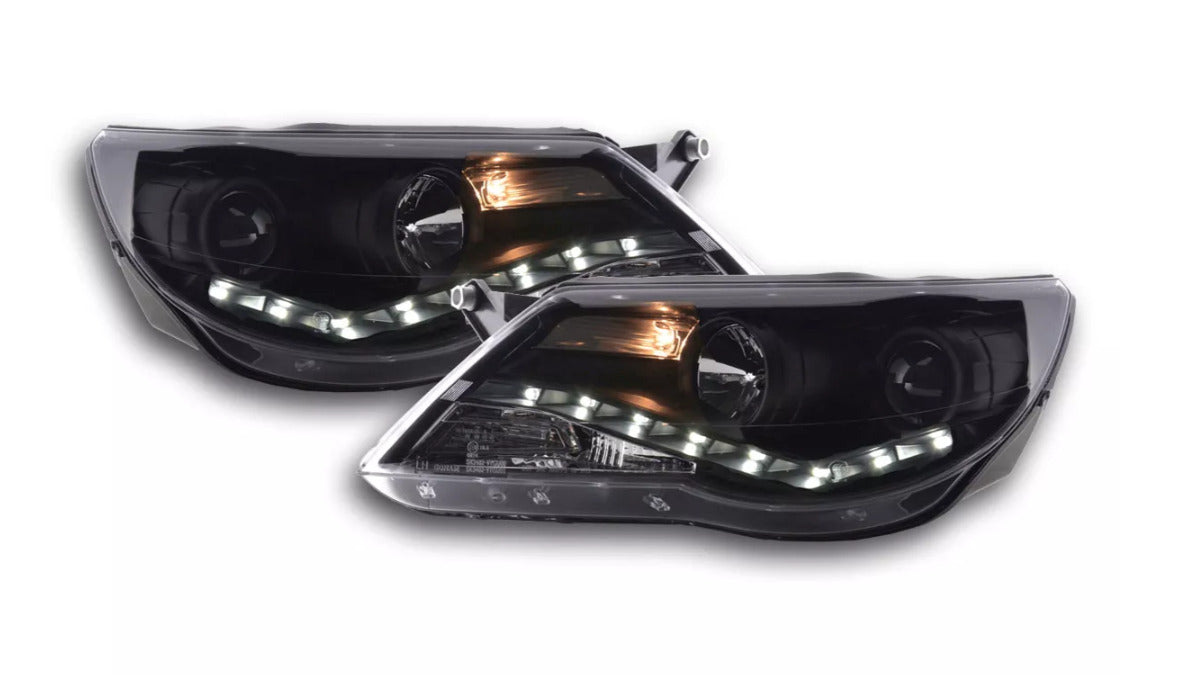 FK Pair LED DRL Lightbar Halo headlights VW Tiguan 07-11 black edition 5N LHD