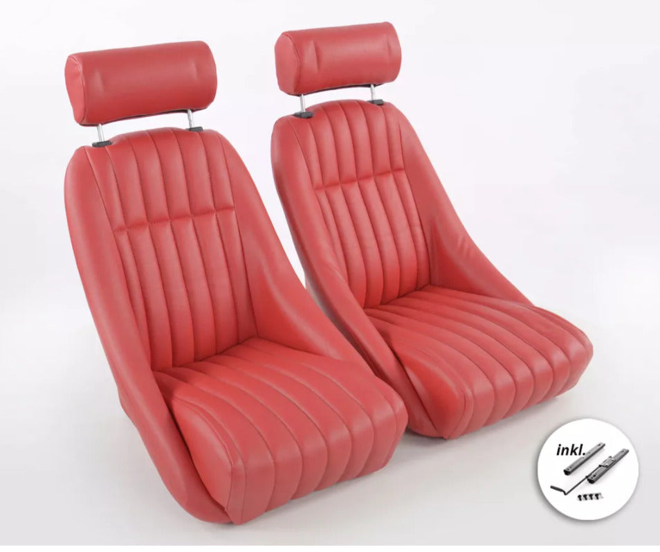 FK RED Pair Classic 2 Car Retro Kit Speedster Sports Car Fixed Bucket Seats