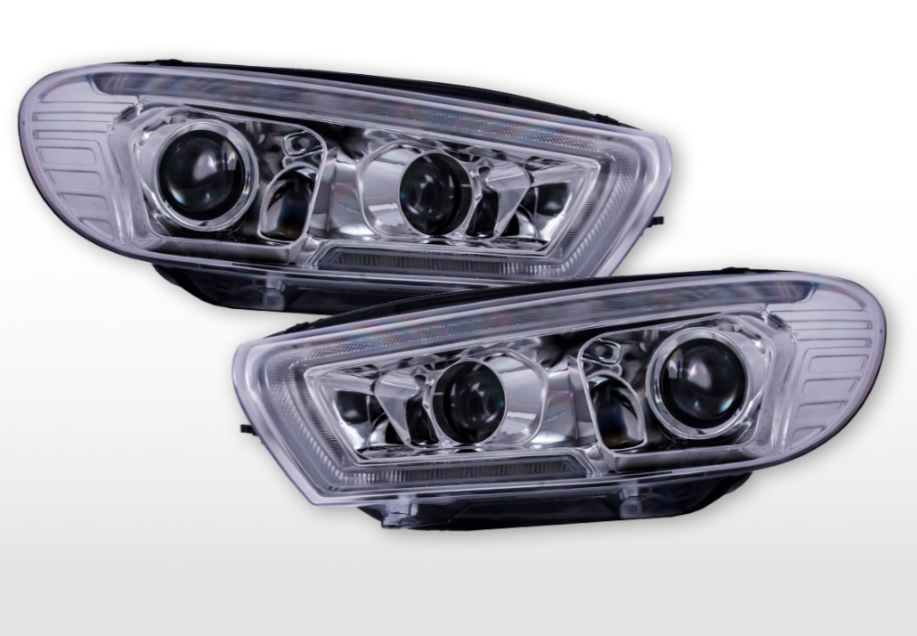 FK NEW Deluxe LED Lightbar DRL Headlights VW Scirocco 3 MK3 13 2008+ black LHD