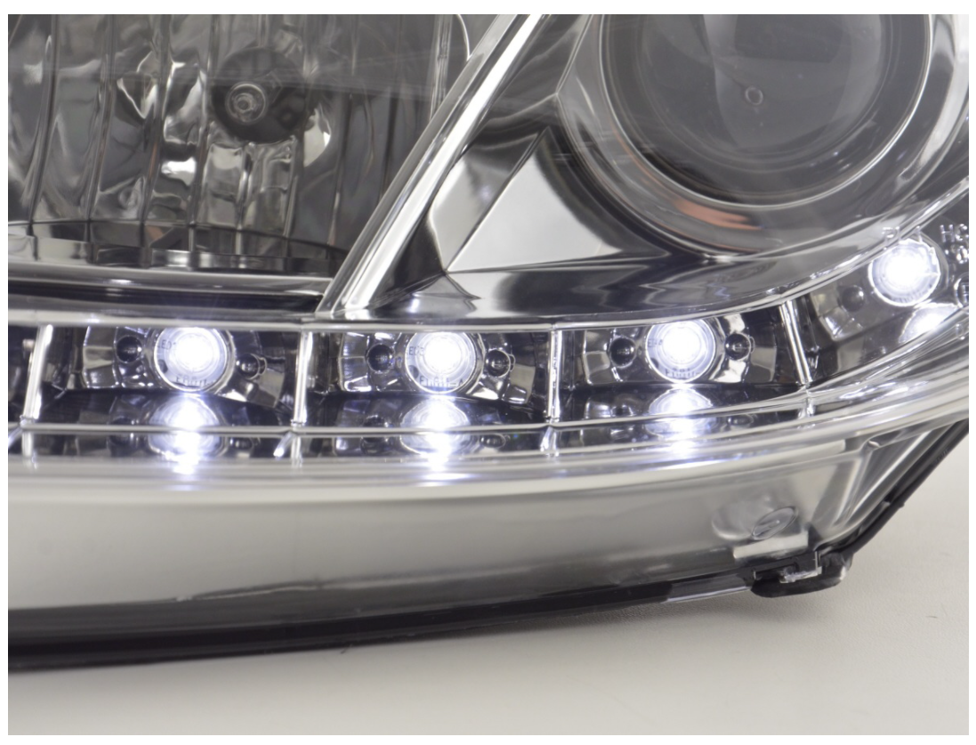 FK LED DRL Lightbar Halo Projector headlights Peugeot 206 98-07 chrome LHD