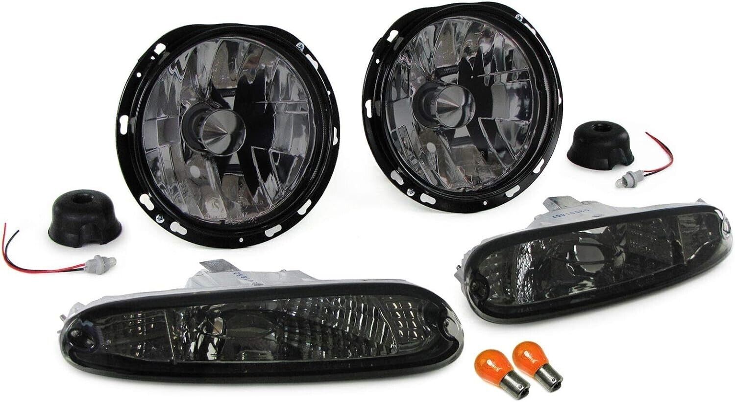 TZ Pair Glass Headlights + Indicators Black Smoke Mazda MX5 NA MK1 90-98 LHD