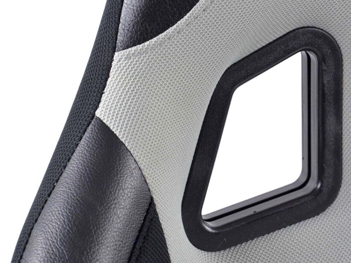 FK Pair Universal Fixed Back Motorsport Bucket Sports Seats Grey Fabric Edition