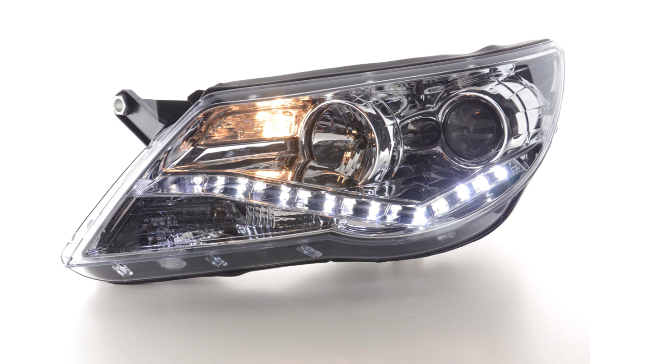 FK Paar LED DRL Projektorscheinwerfer VW Tiguan 5N 07-11 Chrom LHD