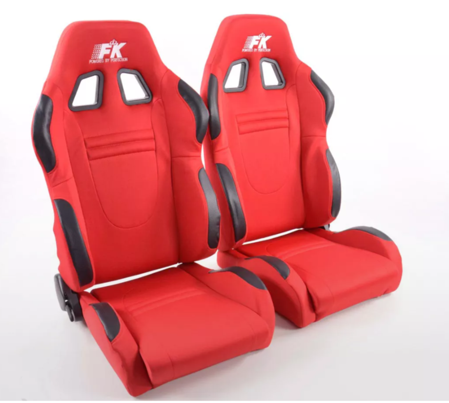 FK Pair Universal Reclining Bucket Sports Seats RED Motorsports Ed