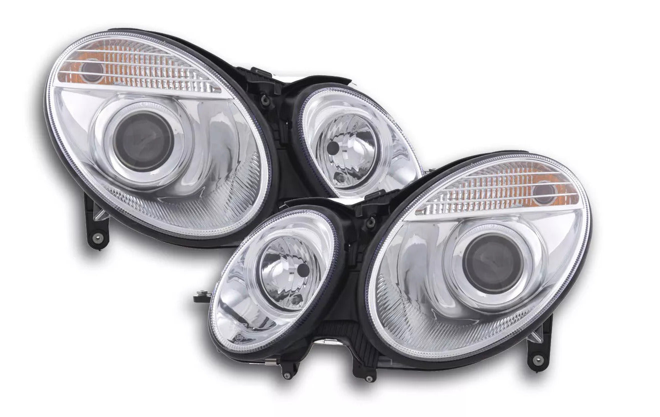 FK LED DRL H1 & D2S Halo Headlights Mercedes E-Class W211 211 02-06 chrome LHD