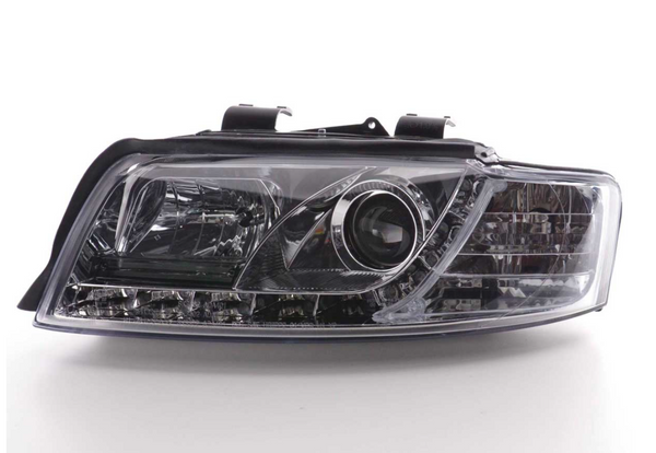 FK Set LED DRL Headlights Halo Lightbar Audi A4 b6 8E 01-04 Black LHD S4