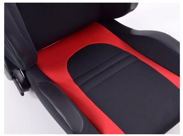 FK Pair Universal Reclining Bucket Sports Seats Red & Black Motorsports Ed