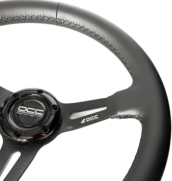 OCC MOTORSPORT SEMI-DISPLACED STEERING WHEEL CLASSIC MODEL NAPPA LEATHER BLACK