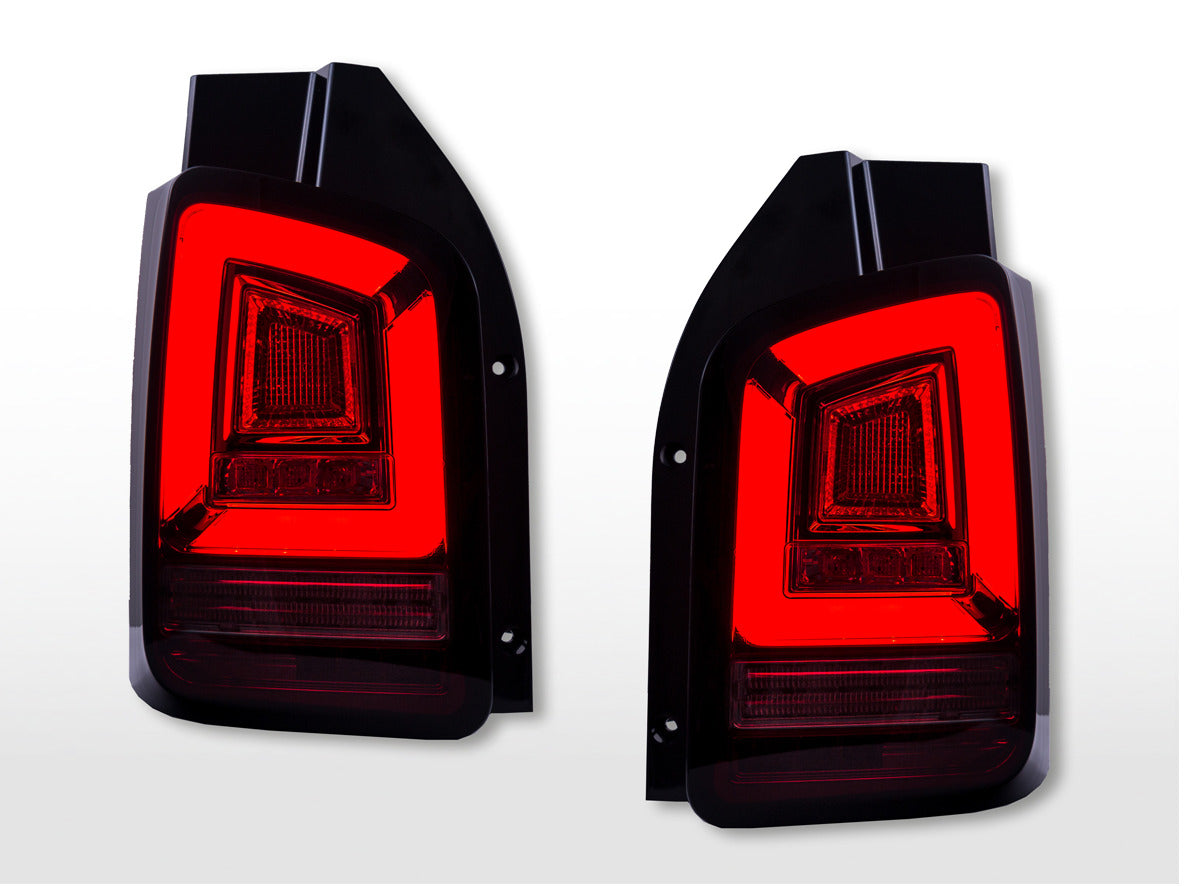 FK Pair LED Light Bar Rear Lights VW Transporter T5 Facelift 10-15 red black LHD