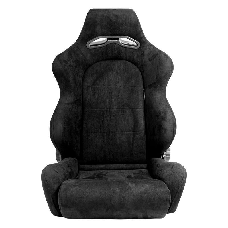 AUTO-STYLE C x2 Universal Pair Sports Bucket Seats Black Alcantara Suede  inc slide runners