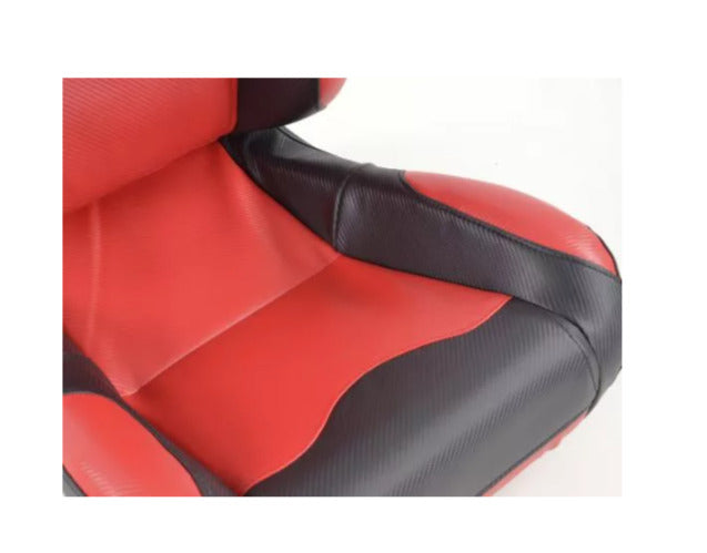 FK Universal Reclining Bucket Sports Seats - Red Carbon Design & Black Edition