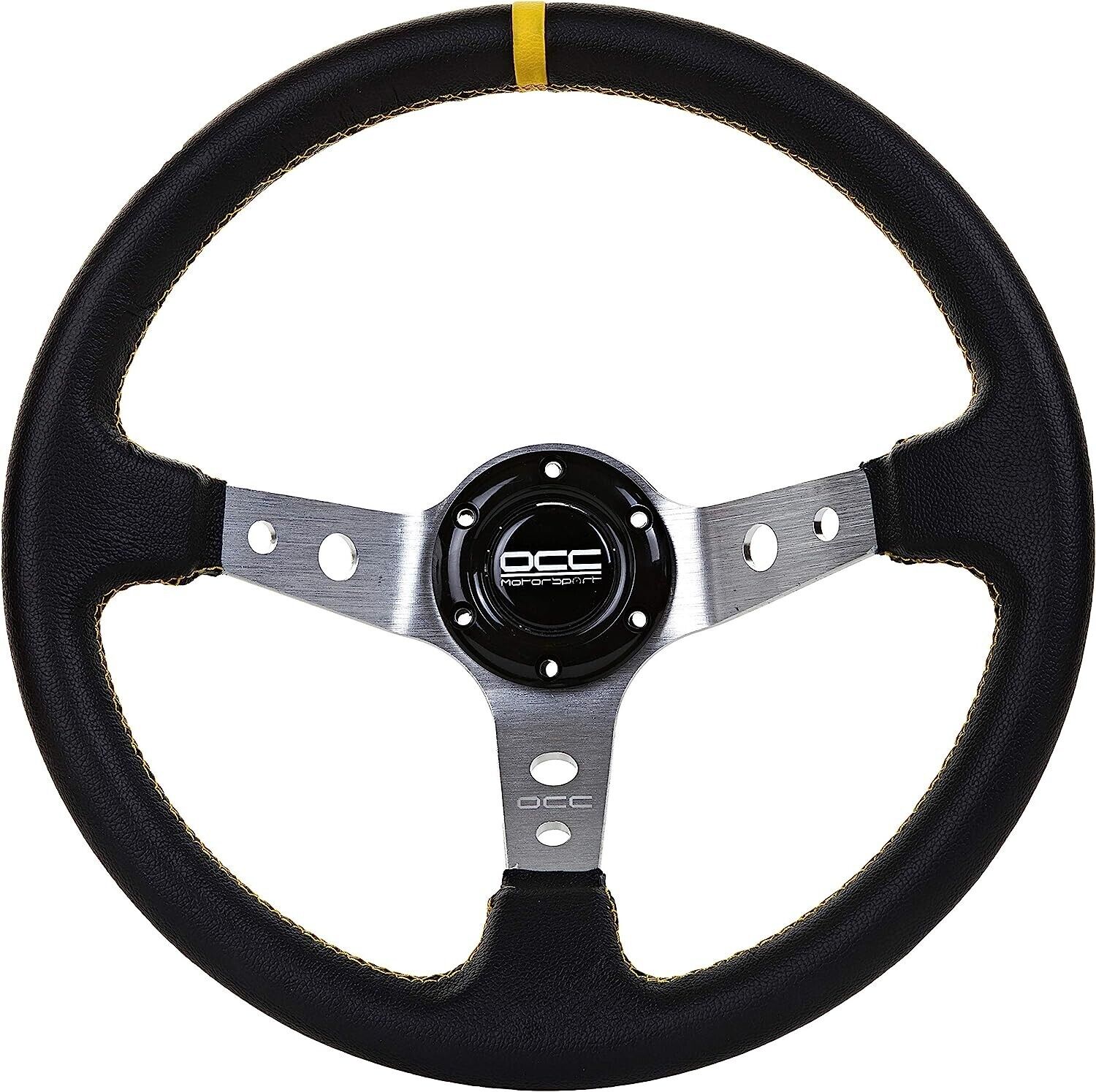 OCC MOTORSPORT OFFSET STEERING WHEEL TRACK MODEL LEATHERETTE 14" 350MM Yellow