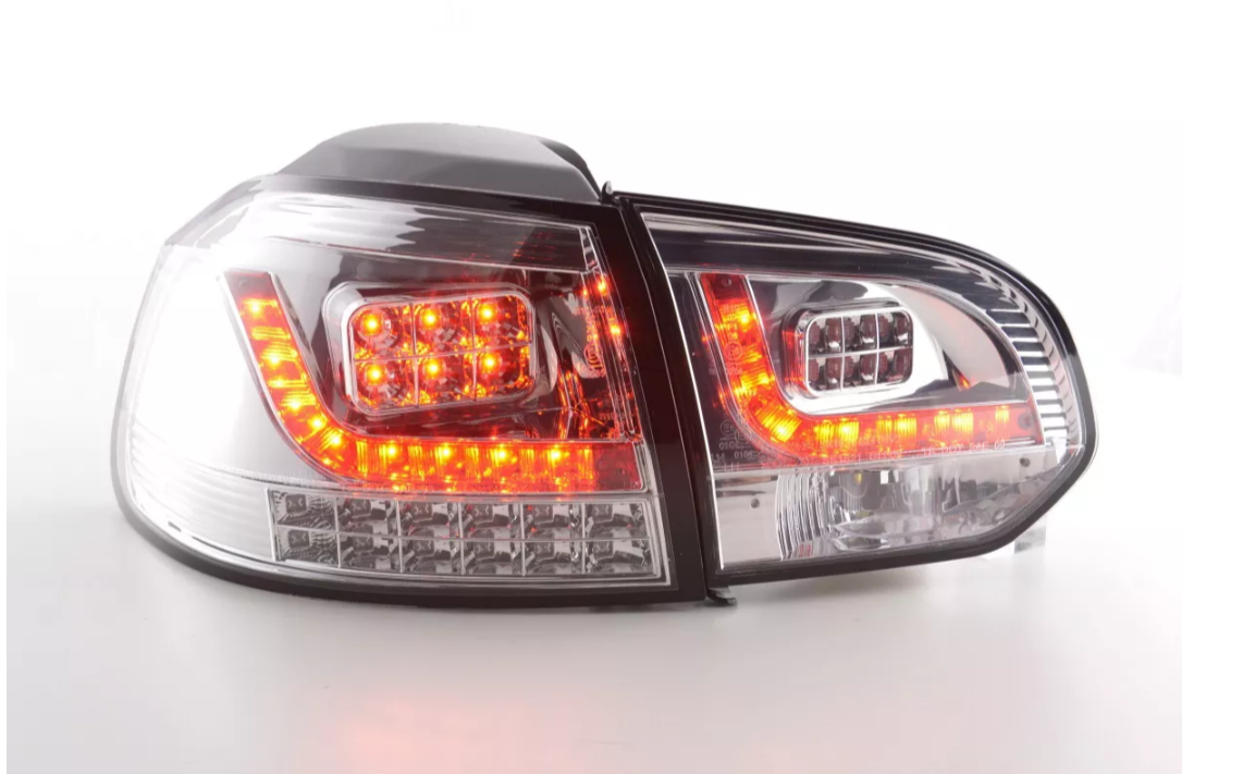 FK Pair VW GOLF MK6 6 08-12 1K LED REAR LIGHTS Lightbar Tail Lamps Clear Chrome RHD