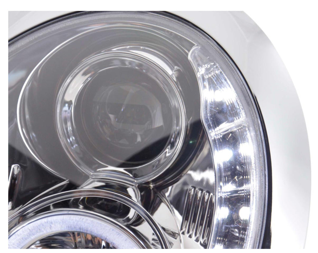 FK LED DRL Halo Ring Headlights BMW Mini Cooper S JCW R50 01-06 chrome LHD