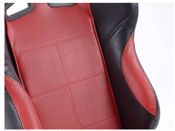 SCE Sportive Universal Reclining Bucket Sports Seats Black & Red Perforated SL