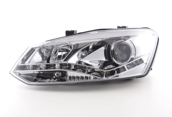 FK Pair LED DRL Projector headlights VW Polo 6R 2009+ Chrome RHD Plug & Play