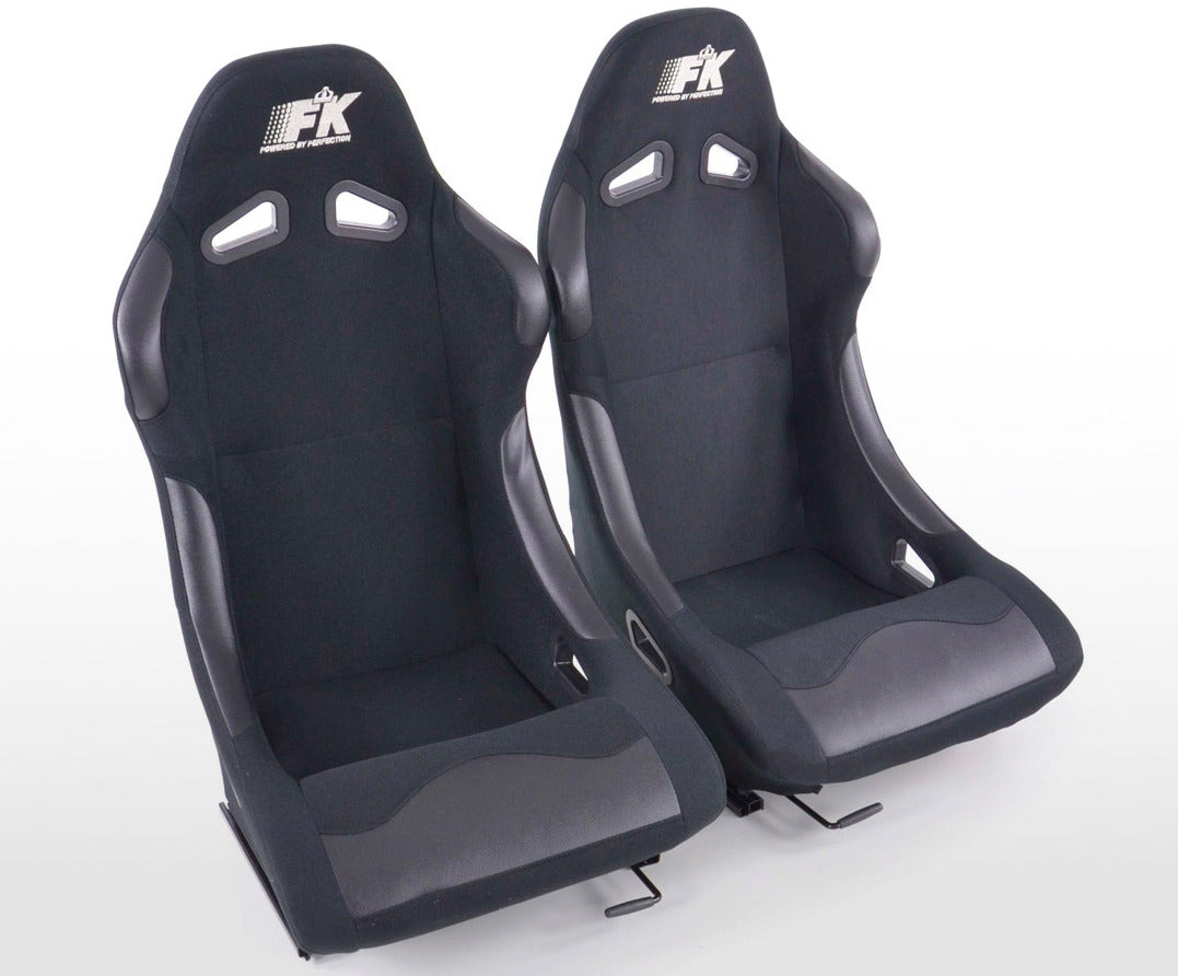 FK Pair Universal Fixed Back Motorsport Full Bucket Seats x4 Colour +slide rails