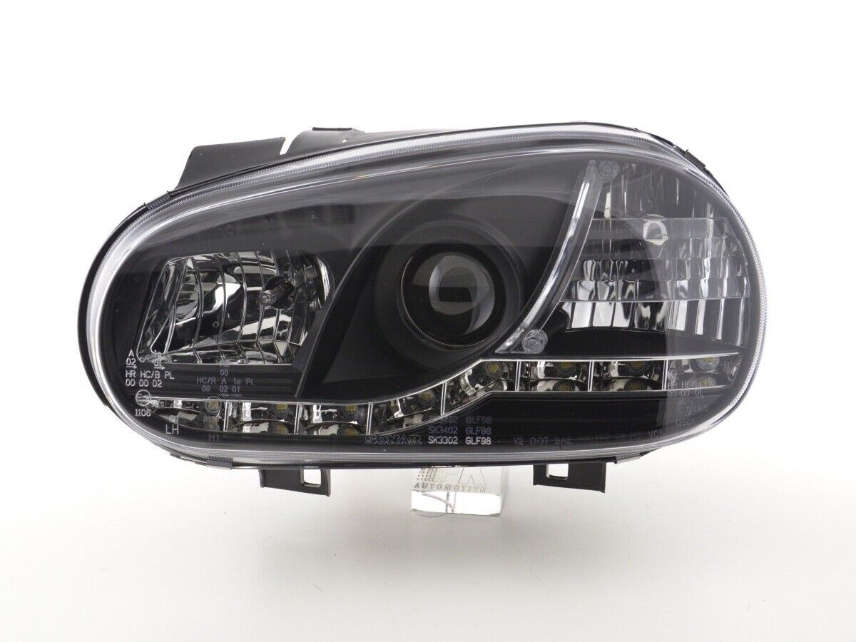 FK LED DRL Lightbar Headlights VW Golf 4 MK4 1J 98-03 Black RHD