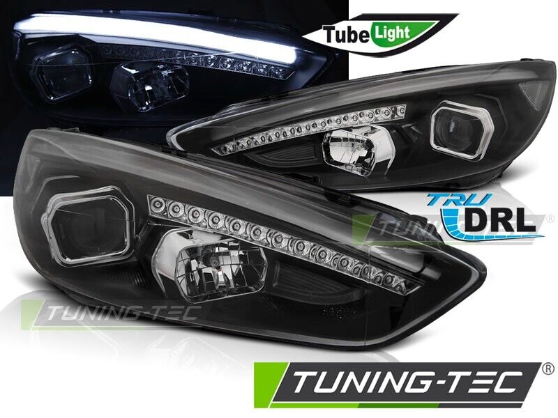 Tuning-Tec LED DRL Lightbar Headlights FORD FOCUS 3 MK3 15-18 Black LHD