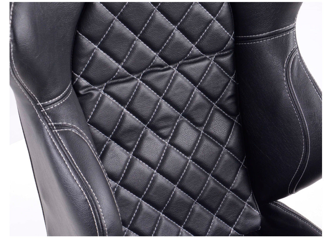 FK Universal Reclining Bucket Sports Seats Deluxe Quilted Stitch Black Edition