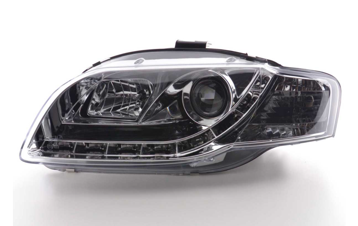 FK LED DRL Halo Lightbar Headlights Audi A4 B7 8E 05-07 chrome LHD S4