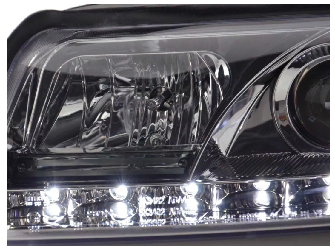 FK Set LED DRL Headlights Halo Lightbar Audi A4 b6 8E 01-04 Black LHD S4