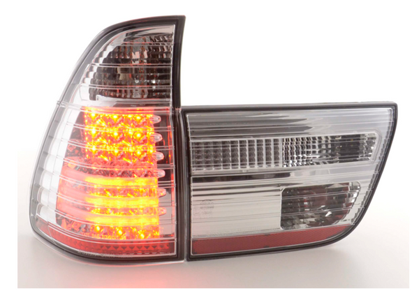 FK Pair Smoke BLACK LED Lightbar REAR LIGHTS BMW X5 E53 98-02 chrome LHD