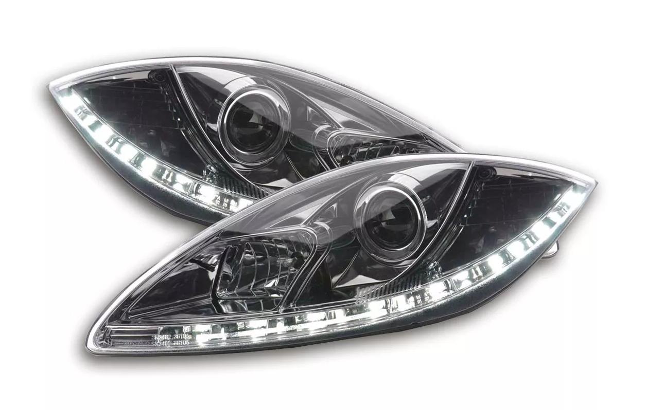 FK Pair LED DRL headlights Seat Leon 2 MK2 1P Altea Toledo 5P chrome LHD 05-09