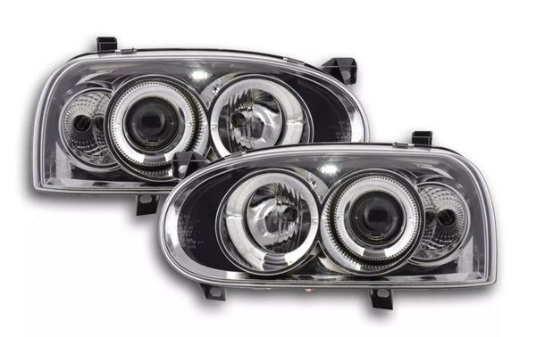 FK LED DRL Angel Eye Halo Ring headlights VW Golf 3 MK3 1HXO 1 EXO 91-97 LHD